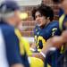 Michigan running back Drake Johnson sits on the sidelines after injuring his leg in the third quarter against Central Michigan at Michigan Stadium on Saturday, August 31, 2013. Melanie Maxwell | AnnArbor.com